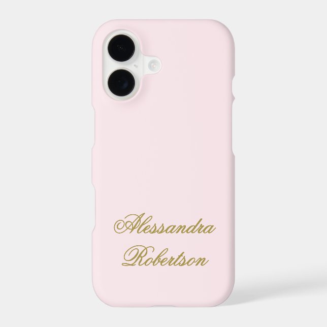 Monogram Pastel Pink Gold Name Script Minimalist  (Back)