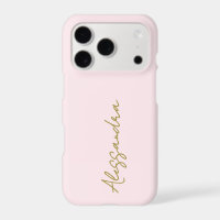 Monogram Pastel Pink Gold Script Name Minimalist