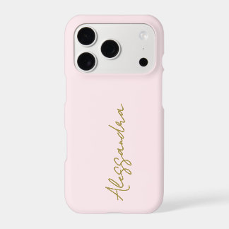Monogram Pastel Pink Gold Script Name Minimalist