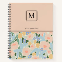 Monogram Pastel Pink Light Blue Flower Pattern Not