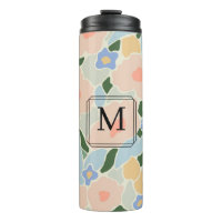Monogram Pastel Pink Light Blue Flower Pattern
