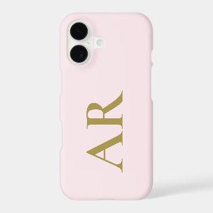 Monogram Pastel Pink Minimal Gold Initials Stylish