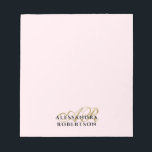 Monogram Pastel Pink Minimalist Elegant Gold Black Notepad<br><div class="desc">Elegant feminine pretty stylish neutral refined customisable personalizable stationary , notepads with monogram, initial letters and name.Perfect gift for Mother’s Day, or birthday gift for mother, friend, colleague, or customised gift for Christmas. Chic clean simple minimalist pastel light candy pink background, elegant gold calligraphy script handwritten initial letters, and classy...</div>