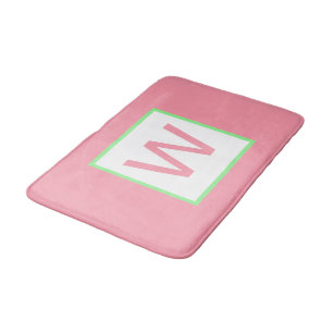 Monogram Pastel Pink Mint Green Bath Mat