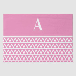 Monogram Pastel Pink Pattern Christmas Tissue Paper