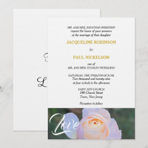 Monogram Pastel Pink Rose Gold Together in Love Invitation
