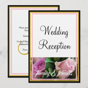 Monogram Pastel Pink Roses Family Friends Invitation