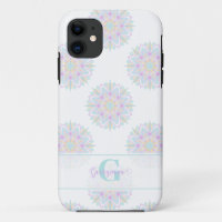 Monogram Pastel Rainbow Sundae Polka Dot Mandala