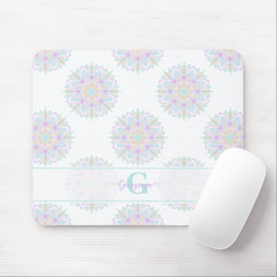 Monogram Pastel Rainbow Sundae Polka Dot Mandala Mouse Pad