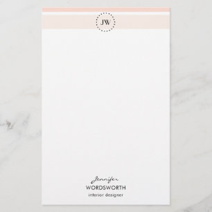 Monogram Pastel Stripes Professional Stationery