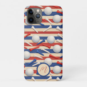 Monogram patriotic red white & blue golf Case-Mate iPhone case
