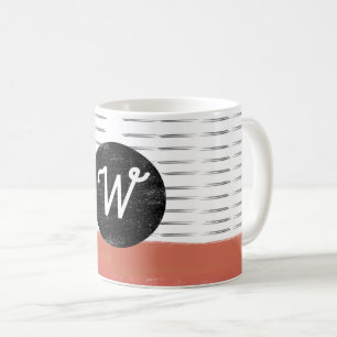 monogram pattern black white orange modern  coffee mug