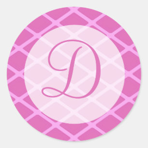 monogram pattern classic round sticker