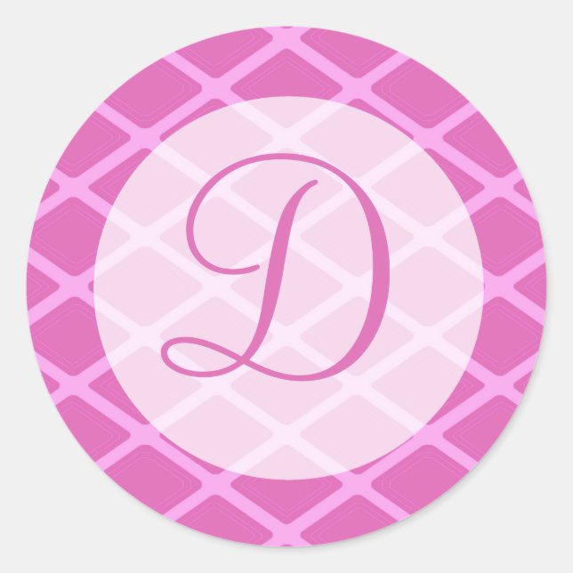 monogram pattern classic round sticker (Front)