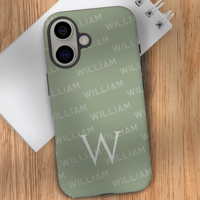 Monogram pattern Modern Typography iPhone 16 Case (Creator Uploaded)