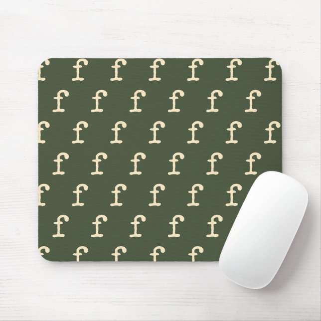 Monogram Pattern Typewriter Typography in Green Mouse Pad (With Mouse)