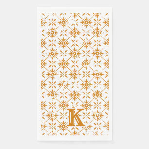 Monogram Patterned Tile Guest Bath Paper Towels Napkin