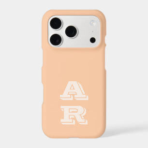Monogram Peach Pastel Orange Ivory Initials Simple