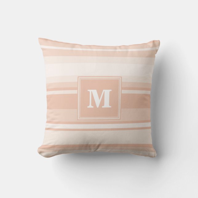 Monogram peach stripes cushion (Front)