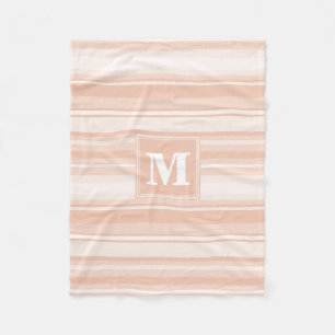 Monogram peach stripes fleece blanket