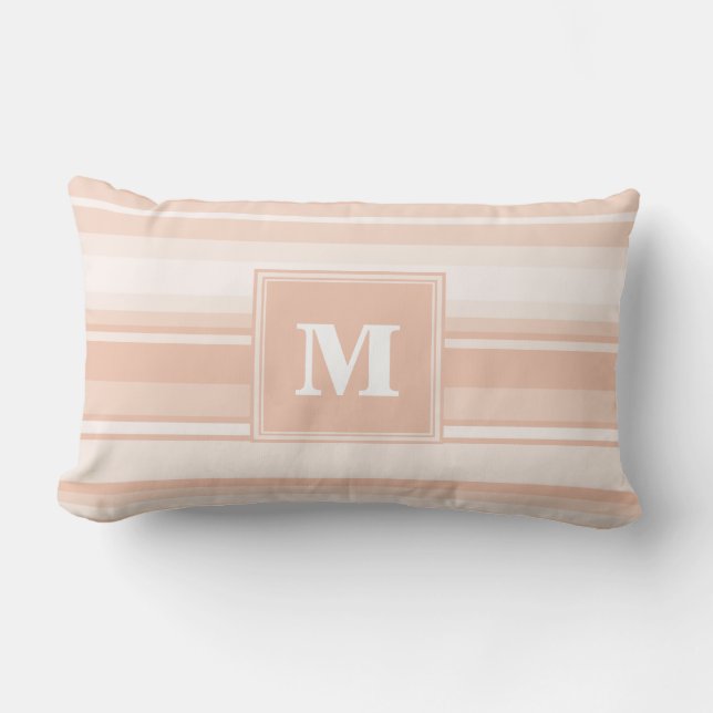 Monogram peach stripes lumbar cushion (Front)