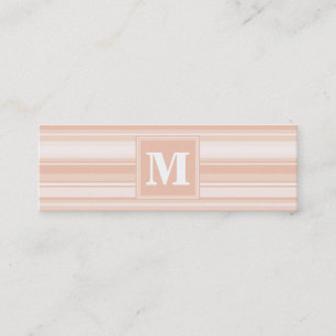Monogram peach stripes mini business card
