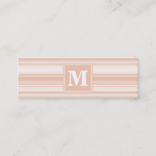 Monogram peach stripes mini business card (Front)