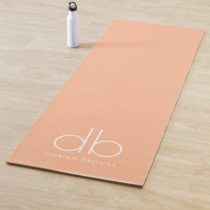 Monogram Peach Stylish Modern Minimalist Yoga Mat