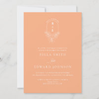 Monogram Peach Wedding Invitation