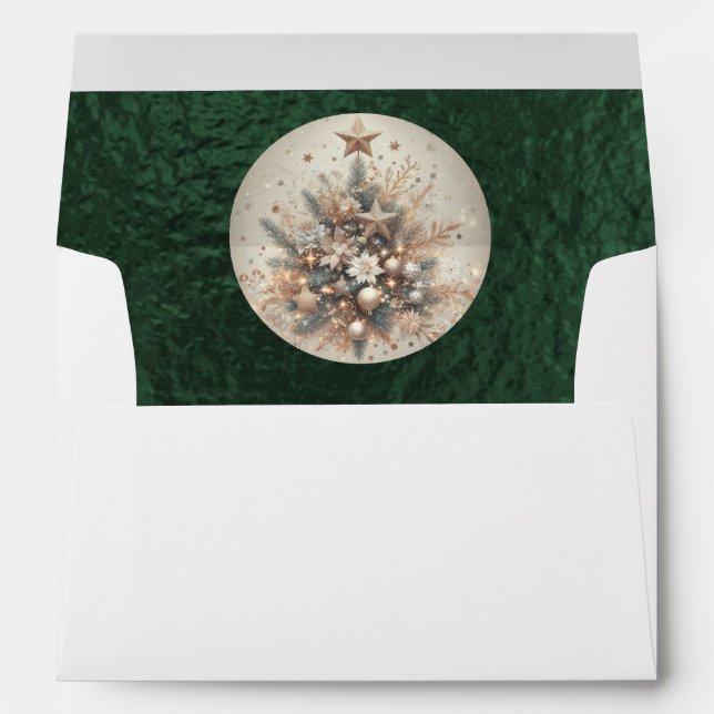 Monogram & Pearl Christmas Design - Green Envelope (Back (Bottom))