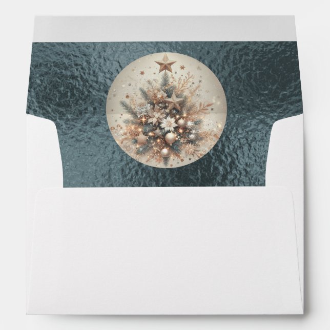 Monogram & Pearl Christmas Design - Silver Envelope (Back (Bottom))