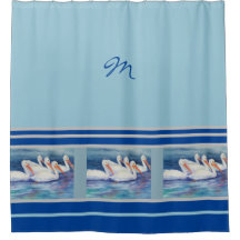 Monogram Pelican Shower Curtain