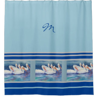 Monogram Pelican Shower Curtain