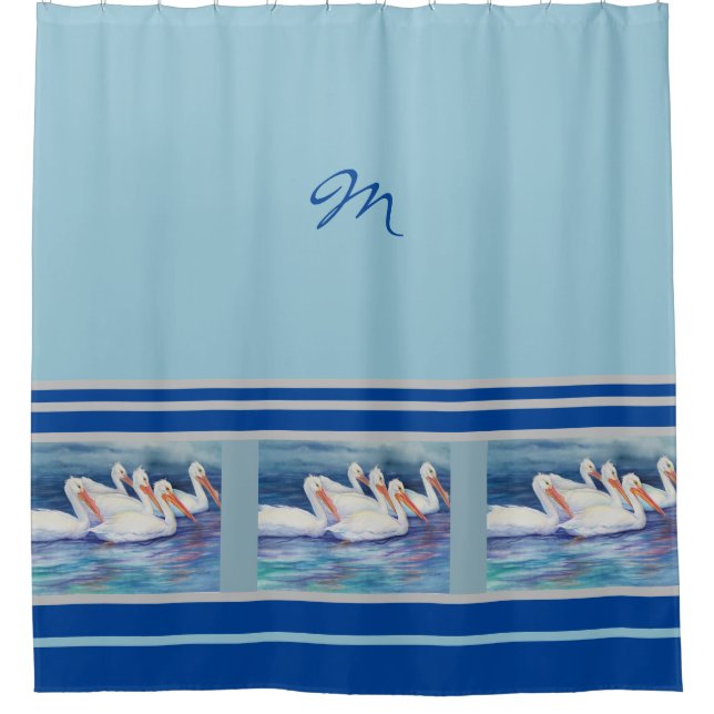 Monogram Pelican Shower Curtain (Front)
