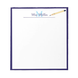 Monogram Pencil Personalised Teacher Notepad