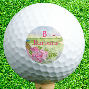 Monogram Peonies On Golf Course Golf Balls