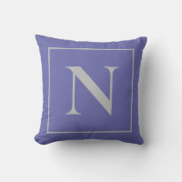 Monogram Periwinkle Blue Minimalist Throw Pillow