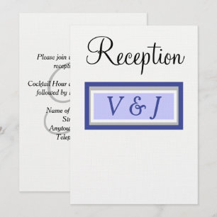 Monogram Periwinkle Wedding Reception Invitation