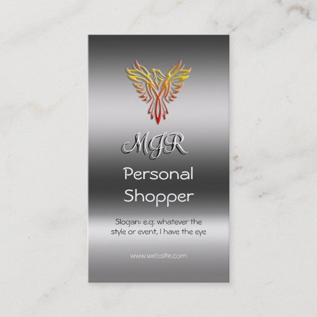 Monogram, Personal Shopper, metallic-effect Business Card (Front)