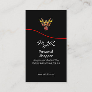 Monogram, Personal Shopper, red swoosh Business Card
