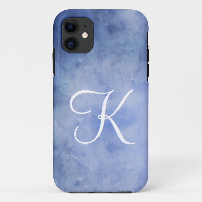 Monogram Personalise Blue and White Case-Mate iPhone Case (Back)