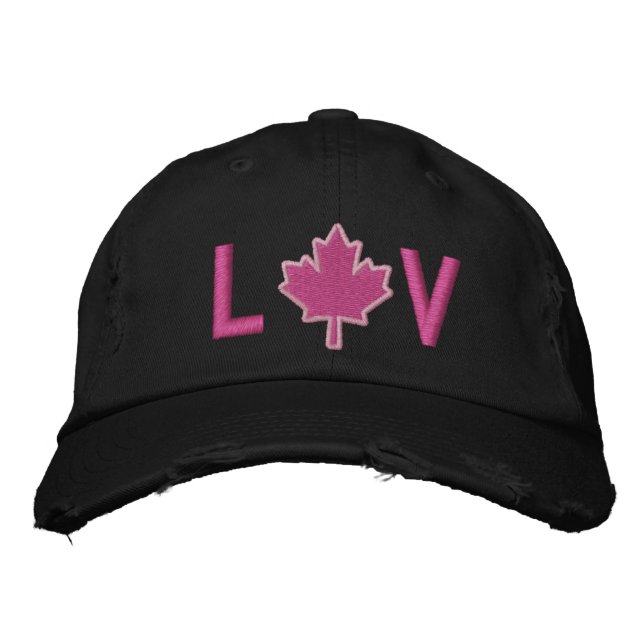 Monogram Personalise Maple Leaf Embroidery Embroidered Hat (Front)