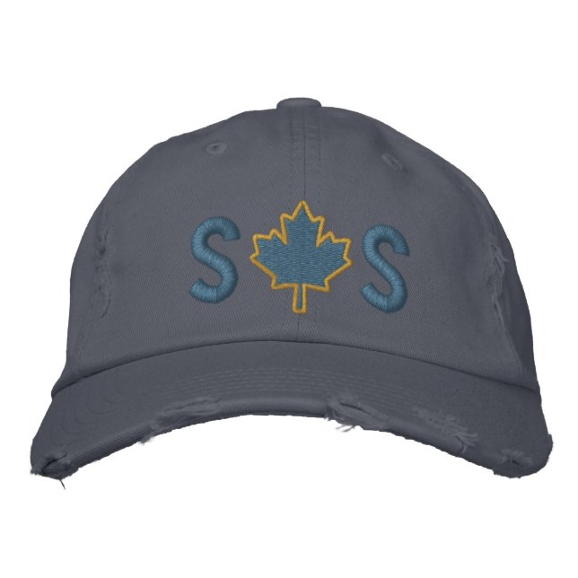 Monogram Personalise Maple Leaf Embroidery Embroidered Hat (Front)