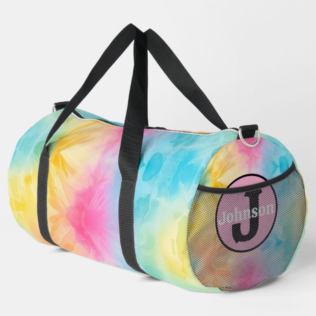 Monogram Personalise Rainbow Tie Dye Girl Gear bag (Right Corner)