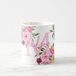Monogram | Personalise | Watercolor | Floral  Coffee Mug