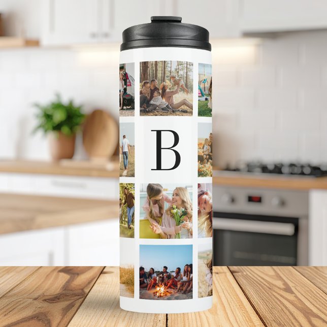 Monogram Personalised 19 Photo Collage Thermal Tumbler (Creator Uploaded)