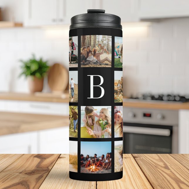 Monogram Personalised 19 Photo Collage Thermal Tumbler (Creator Uploaded)