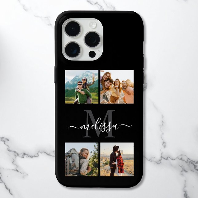 Monogram Personalised 4 Photo Collage Case-Mate iPhone Case (Creator Uploaded)