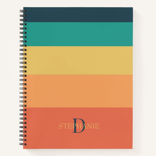 Monogram Personalised 5 Colour Blocks Notebook (Front)