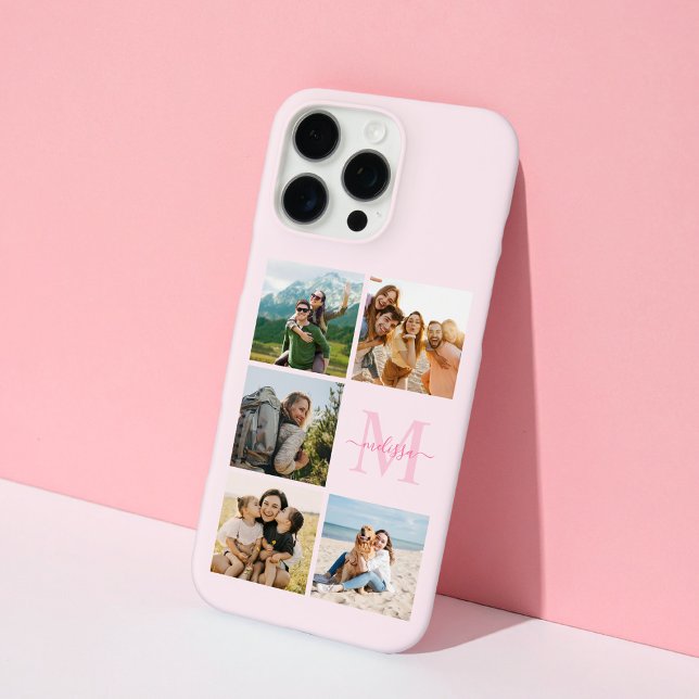Monogram Personalised 5 Photo Collage Case-Mate iPhone Case (Creator Uploaded)
